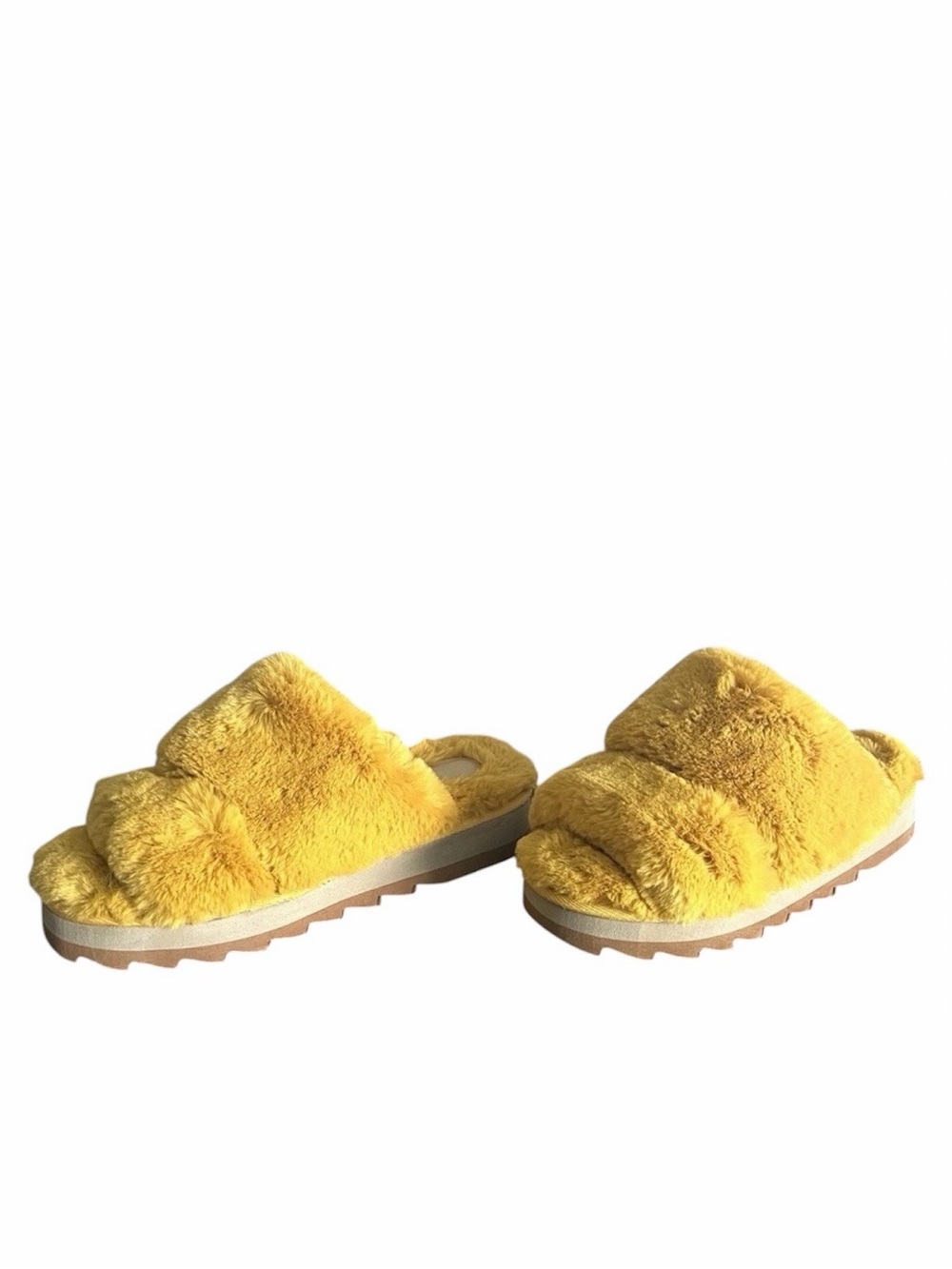 Aldo Gaismas Faux Fur Plush Slippers Womens M 7-8 Golden Yellow Mustard